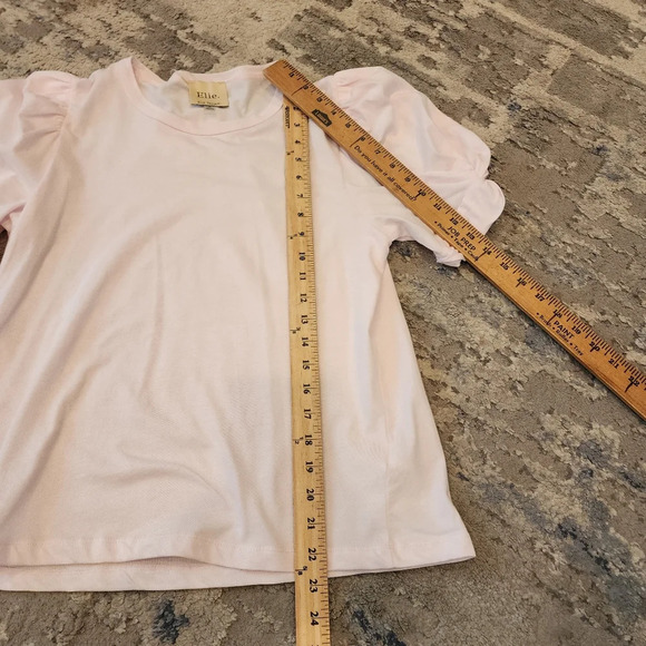 NWT Elie Tahari Pink cotton modal knot puff sleeve top. Size medium - Picture 6 of 14